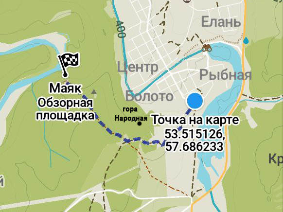 Карта, схема, гора Маяк и Народная, Кага